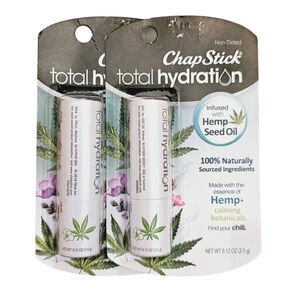 2 Pack ChapStick Total Hydration Hemp Seed Oil Non Tinted Lip Balm Chill .12 oz